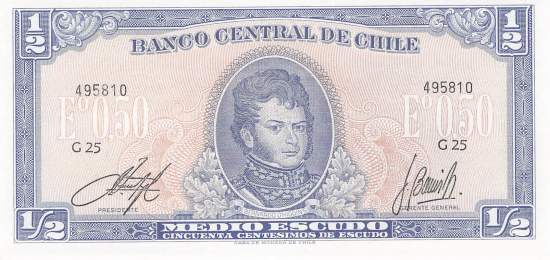 1/2 Escudo Chile p134A a3-1